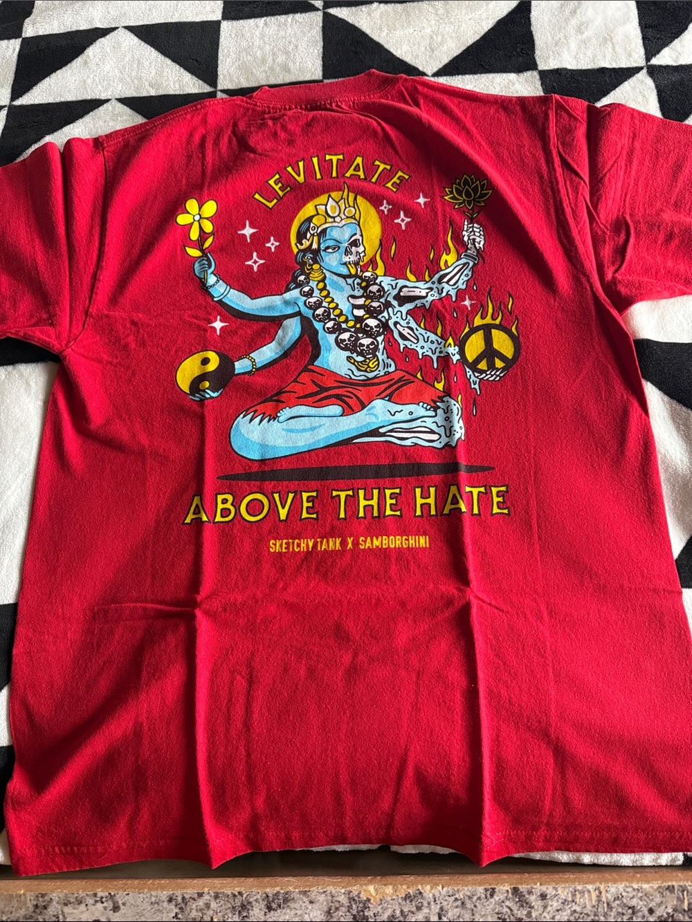 "Levtate Above The Hate" sketchy tank Red Graphic tee